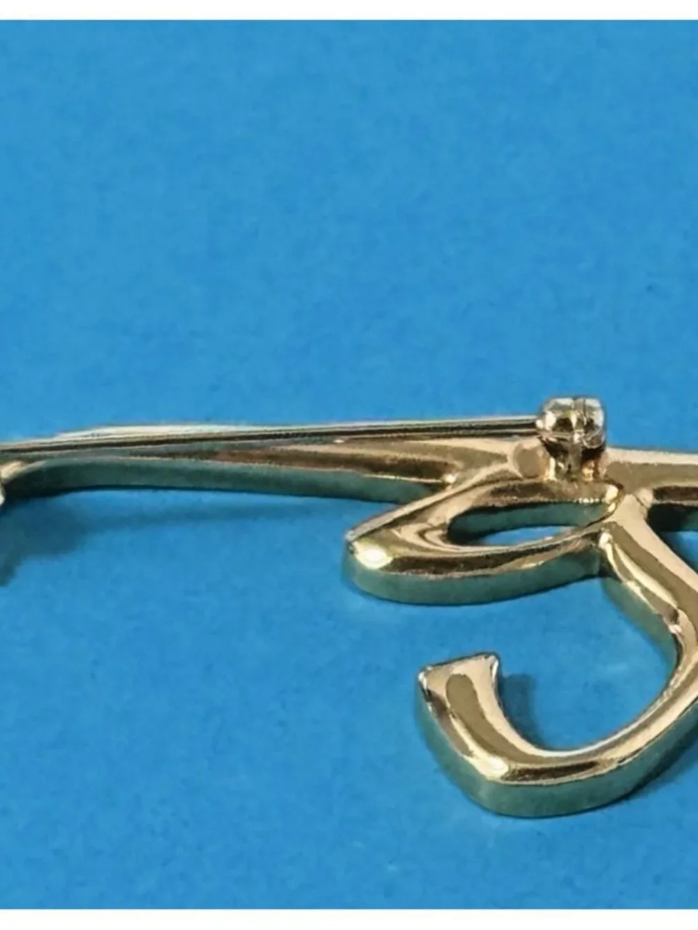 Vintage Script Letter k Initial Brooch Pin Gold Tone Monogram Jewelry For Jacket
